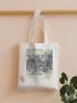 Scenery & Letter Graphic Shopper Bag