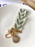 Leaf Embroidered Tape & Faux Pearl Bag Charm