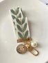 Leaf Embroidered Tape & Faux Pearl Bag Charm