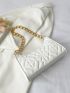 Quilted Detail Chain Baguette Bag