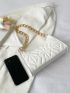 Quilted Detail Chain Baguette Bag