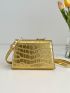 Mini Crocodile Embossed Twist Lock Flap Square Bag