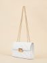 Chevron Flap Chain Square Bag