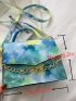 Tie Dye Chain Decor Flap Square Bag