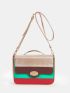 Color Block Flap Square Bag