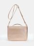 Color Block Flap Square Bag