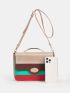 Color Block Flap Square Bag