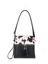 Tassel Decor Cow Print Square Bag