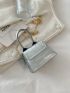 Mini Metallic Crocodile Embossed Flap Chain Square Bag