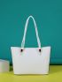 Letter Graphic Shoulder Tote Bag