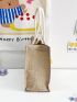 Mini Slogan Graphic Tassel Decor Tote Bag With Purse