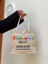 Mini Slogan Graphic Tassel Decor Tote Bag With Purse