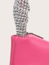 Rhinestone Decor Ruched Detail Satchel Bag