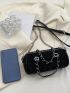 Mini Rhinestone Decor Chain Boston Bag