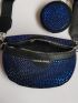 Letter Graphic Rhinestone Decor Fanny Pack With Coin Purse