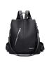 Letter Decor Zip Front Functional Backpack