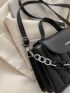 Mini Chain Decor Quilted Satchel Bag