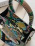 Mini Snakeskin Print Satchel Bag