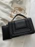 Mini Embossed Detail Top Handle Flap Chain Square Bag With Coin Purse