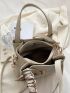 Litchi Embossed Twilly Scarf Decor Bucket Bag