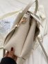 Litchi Embossed Twilly Scarf Decor Bucket Bag