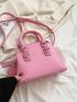 Mini Letter Embossed Double Handle Dome Bag