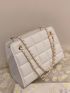 Plaid Embossed Chain Square Bag