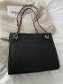 Crocodile Embossed Chain Square Bag