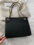 Crocodile Embossed Chain Square Bag