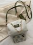 Mini Faux Pearl Beaded Letter Graphic Bucket Bag