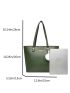 4pcs Allover Print Shoulder Tote Bag Set, Best Work Bag For Women