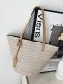 Letter Graphic Straw Bag