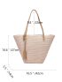 Letter Graphic Straw Bag