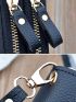 Metal Decor Colorblock Zipper Around Long Wallet