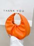 Neon Orange Top Handle Ruched Bag
