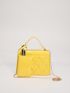 Mini Neon Yellow Heart Quilted Flap Chain Square Bag With Coin Purse
