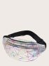 Geometric Print Zip Front Fanny Pack