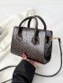 Crocodile Embossed Double Handle Square Bag