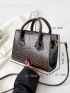 Crocodile Embossed Double Handle Square Bag