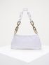 Crocodile Embossed Chain Baguette Bag