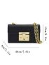 Mini Embossed Detail Push Lock Flap Chain Square Bag