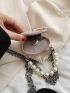 Mini Faux Pearl Beaded Tweed Heart Design Novelty Bag