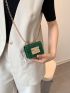 Mini Crocodile Embossed Push Lock Flap Chain Square Bag