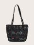 Floral Graphic Top Handle Bag