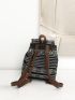 Buckle Decor Pocket Front Flap Backpack