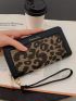Leopard & Letter Graphic Zipper Around Long Wallet