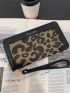 Leopard & Letter Graphic Zipper Around Long Wallet