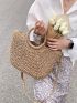 Minimalist Drawstring Design Straw Bag