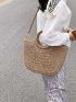 Minimalist Drawstring Design Straw Bag