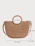 Minimalist Drawstring Design Straw Bag